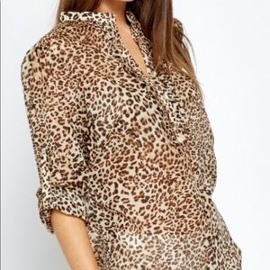 NWOT WHBM leopard print blouse